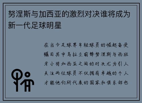 努涅斯与加西亚的激烈对决谁将成为新一代足球明星